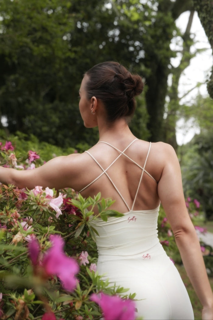 Cross Back Bra | Beige