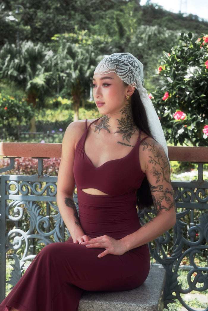 Cross Back Tight Dress | Burgundy
