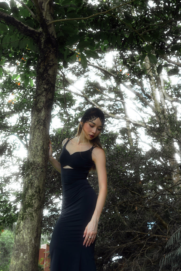 Cross Back Tight Dress | Obsidian Black