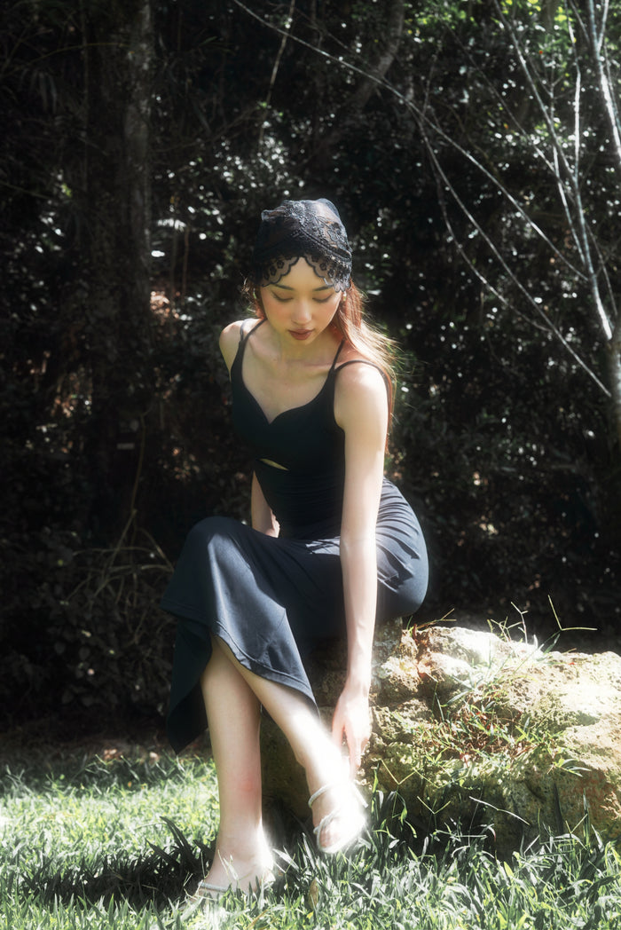 Cross Back Tight Dress | Obsidian Black