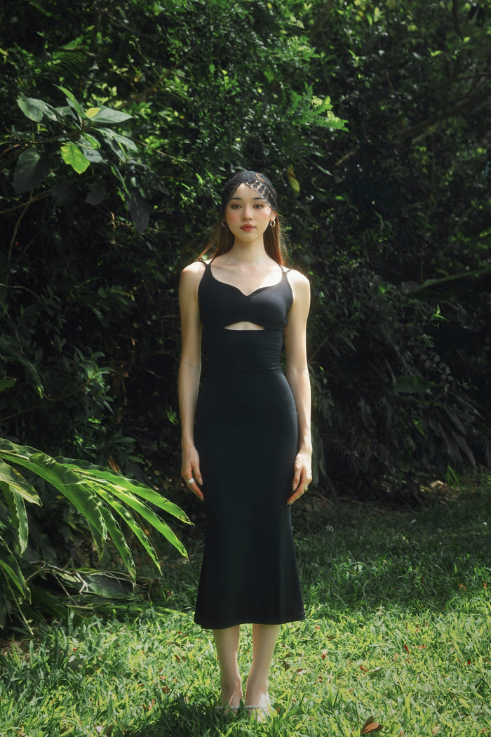 Cross Back Tight Dress | Obsidian Black