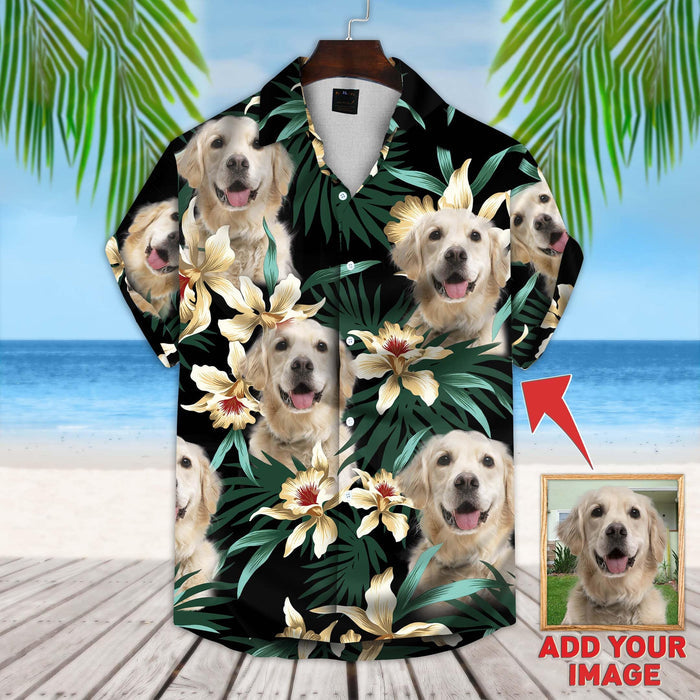 Custom Leaves Pattern Short-Sleeve Hawaiian Shirt (Dark Green Color) - Noble Pawtrait