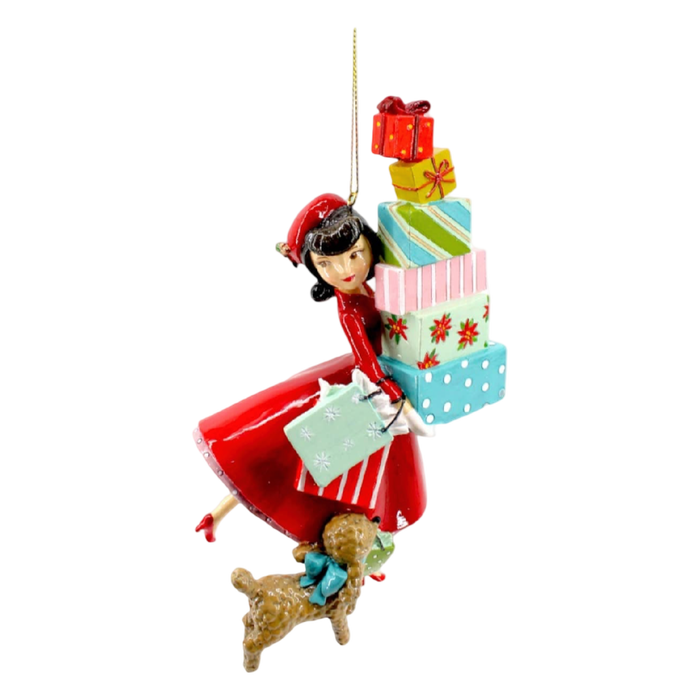 December Diamonds Retro Shopping Girl Ornament
