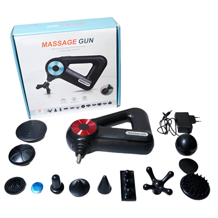 Deep Tissue Massage Gun for Muscle Pain Relief | 12 Massage Heads | Rechargeable Handheld Body Massager 8890