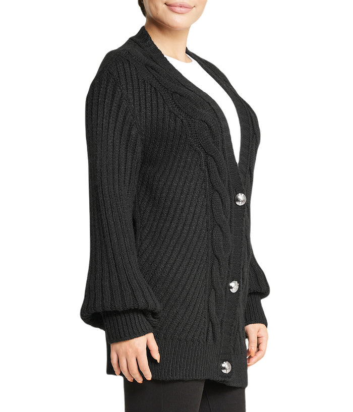 Deep V Cable Cardigan