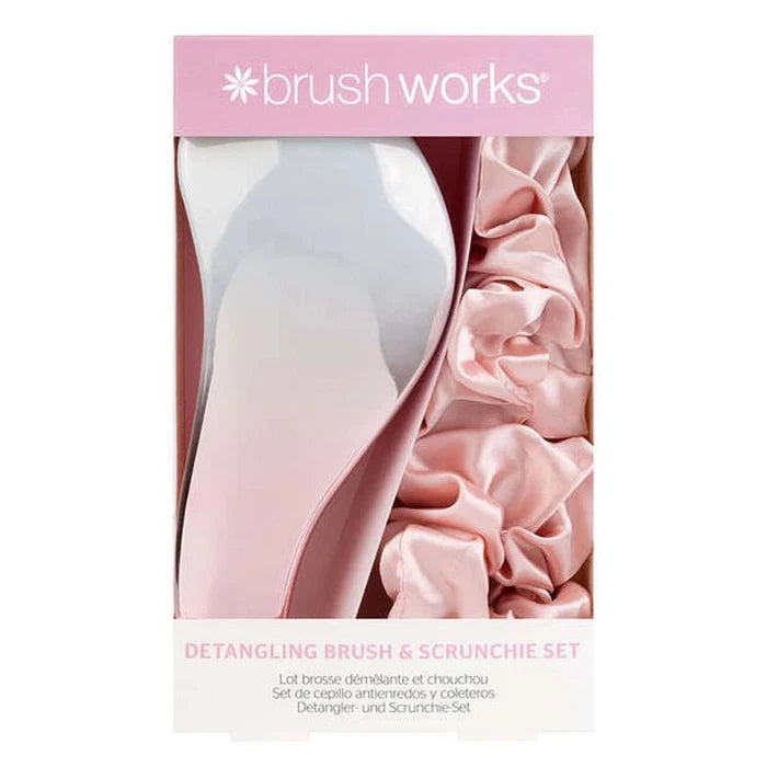 Detangling Brush & Satin Scrunchie Gift Set - 3pcs