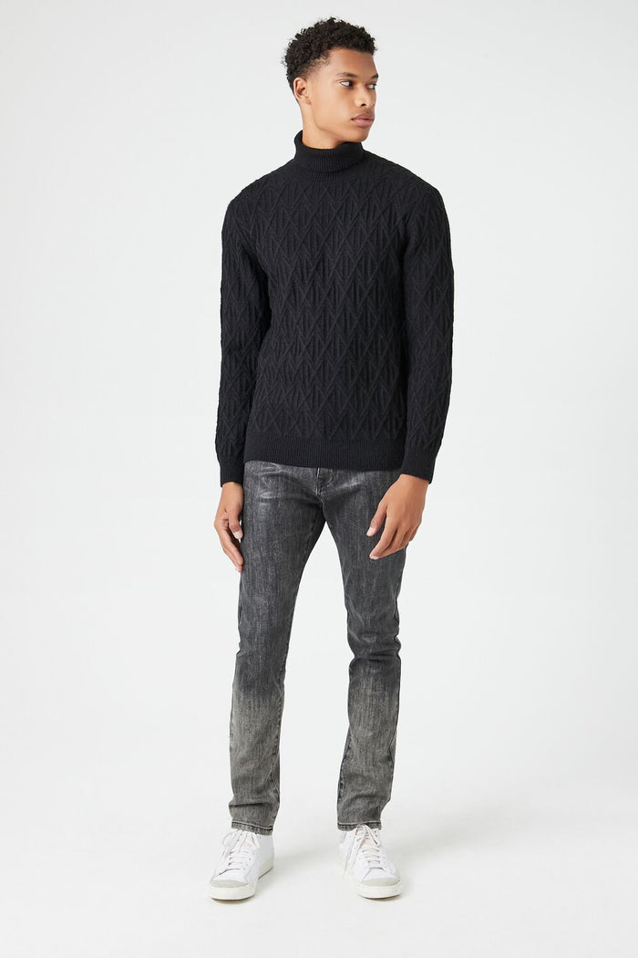 Diamond Knit Turtleneck Sweater