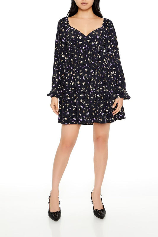 Ditsy Floral Babydoll Mini Dress