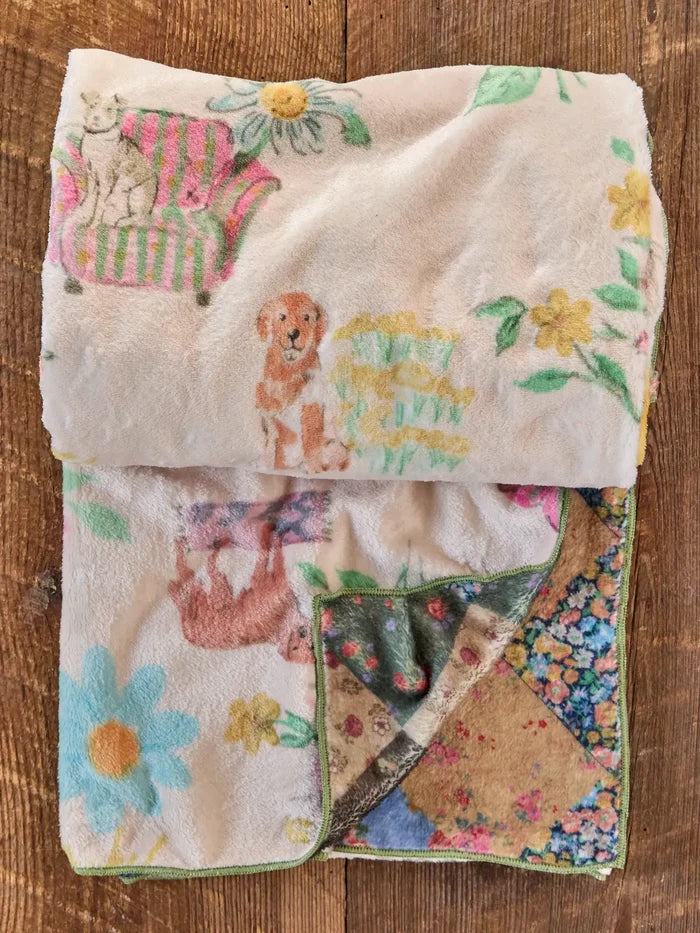 Double-Sided Cozy Throw Blanket - Doggie Doodles Ivory-view 1