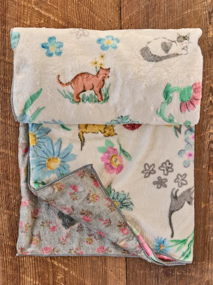 Double-Sided Cozy Throw Blanket - Kitty Doodles-view 2