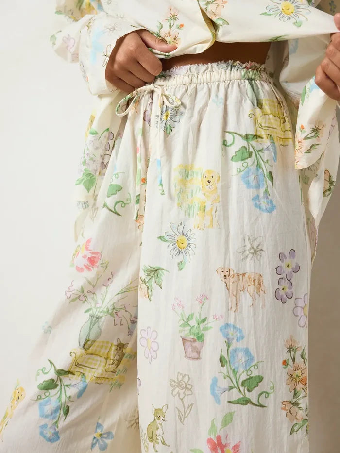 Dreamy Cotton Pajama Set - Doggy Doodles Ivory-view 1