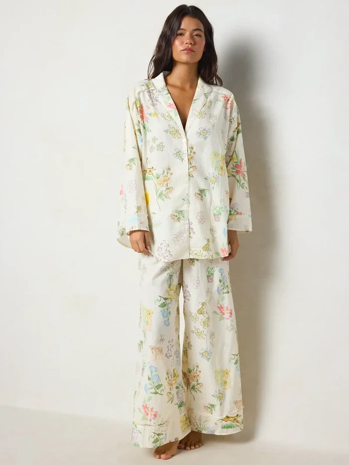 Dreamy Cotton Pajama Set - Doggy Doodles Ivory-view 2
