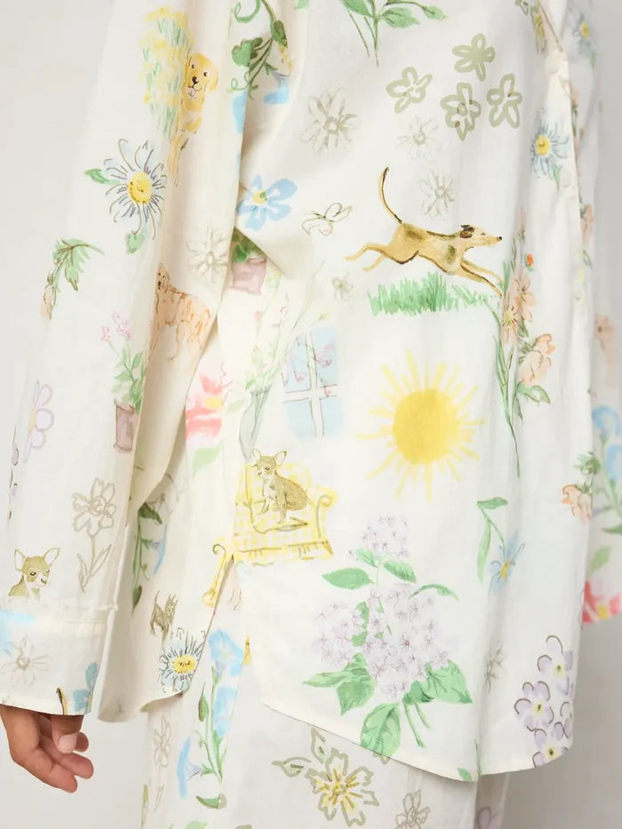 Dreamy Cotton Pajama Set - Doggy Doodles Ivory-view 3