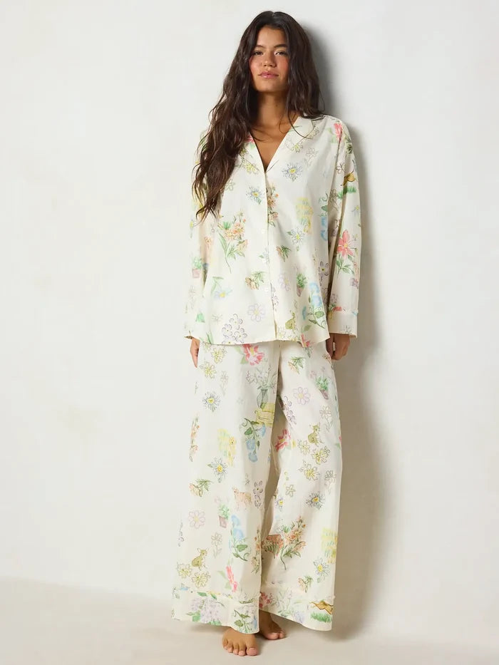Dreamy Cotton Pajama Set - Doggy Doodles Ivory-view 4