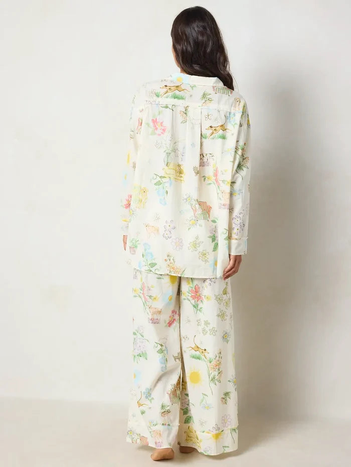 Dreamy Cotton Pajama Set - Doggy Doodles Ivory-view 5
