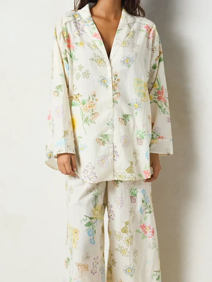 Dreamy Cotton Pajama Set - Doggy Doodles Ivory-view 6
