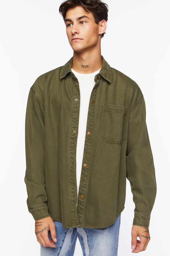 Drop-Sleeve Snap-Button Shirt