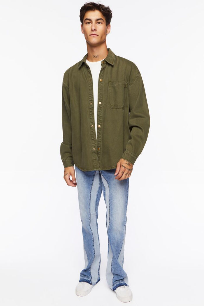 Drop-Sleeve Snap-Button Shirt