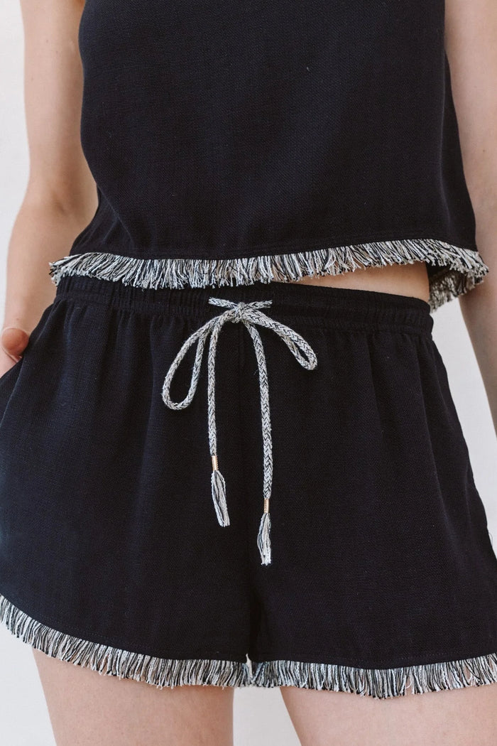 Elastic Waist Fringe Short Shorts Bella Dahl