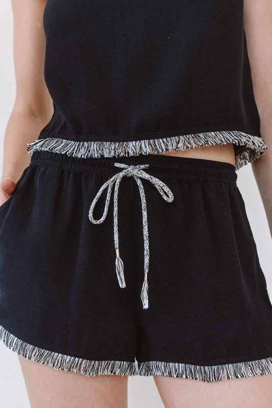 Elastic Waist Fringe Short Shorts Bella Dahl