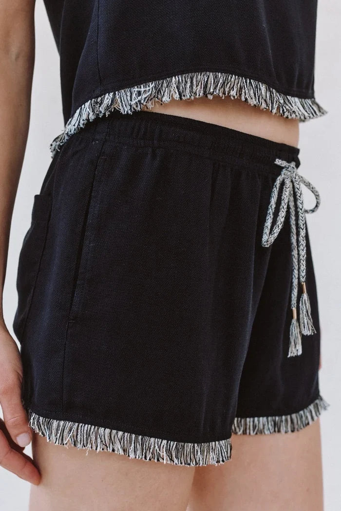 Elastic Waist Fringe Short Shorts Bella Dahl