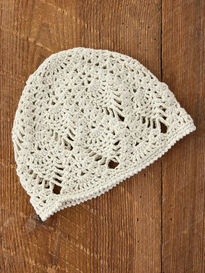 Eleanor Crochet Cap - Beige-view 3