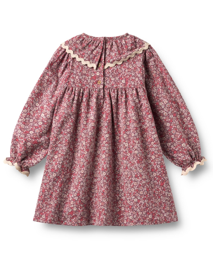 Elvira Wheat Organic Cotton Dress - Long Sleeve Collar Dress - Wheat