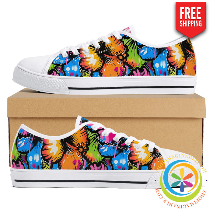 Everythings Hibiscus Bright Ladies Low Top Canvas Shoes