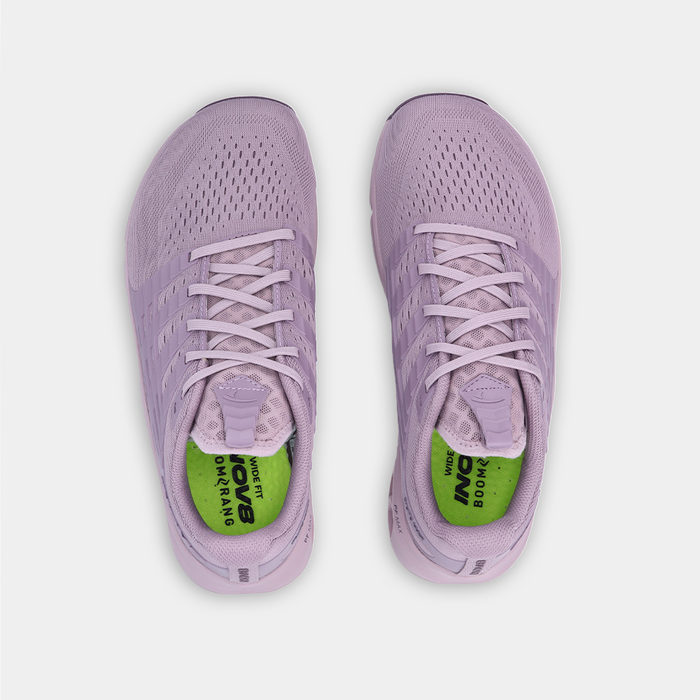 Pair of INOV8 F-Lite Max training shoes, purple, top view