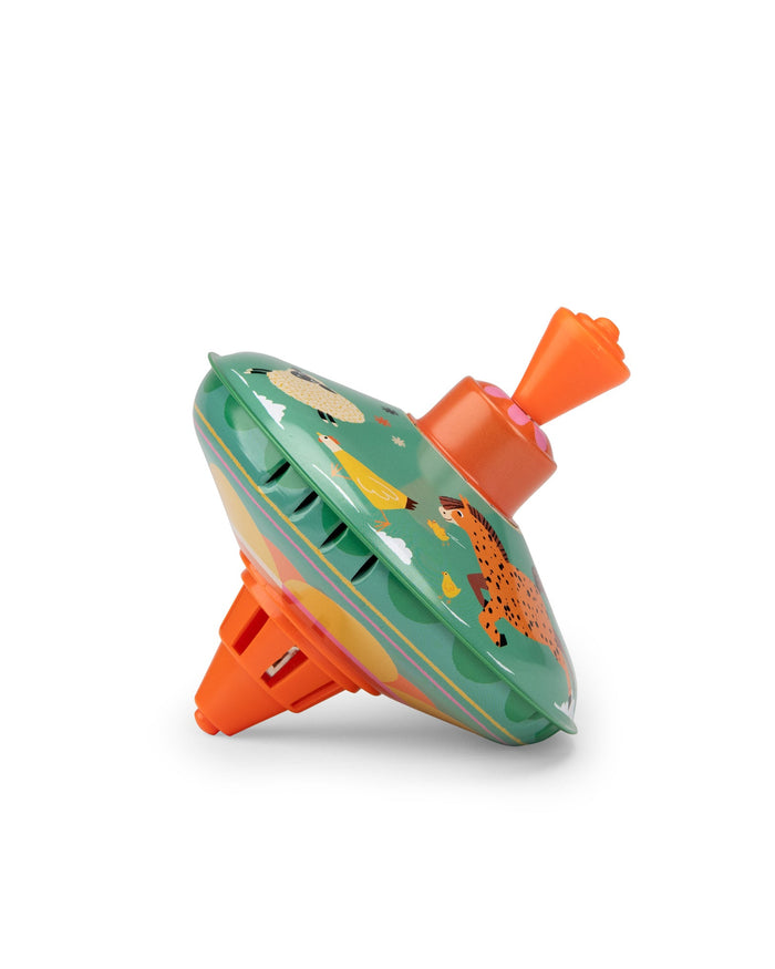 Farm Animals Metal Spinning Top – Classic Tin Toy - Moulin Roty