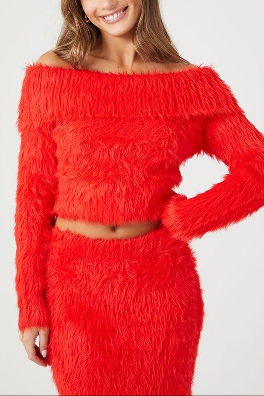 Faux Fur Off-the-Shoulder Top
