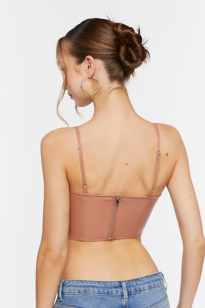 Faux Leather Cutout Bustier Top