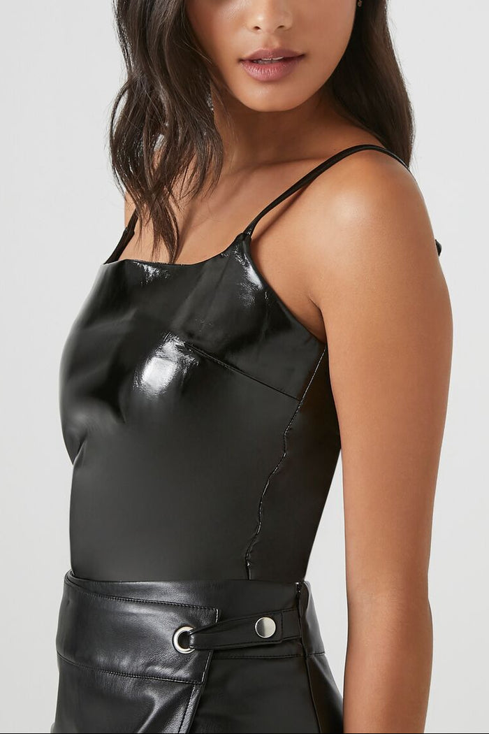 Faux Patent Leather Bodysuit