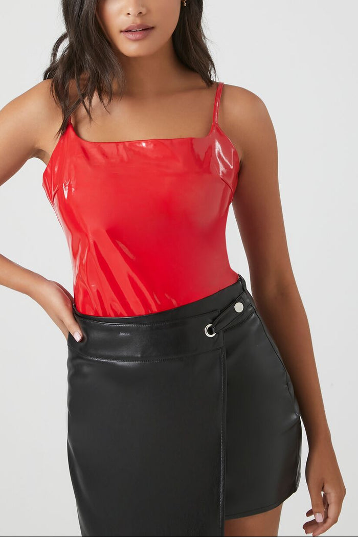 Faux Patent Leather Bodysuit
