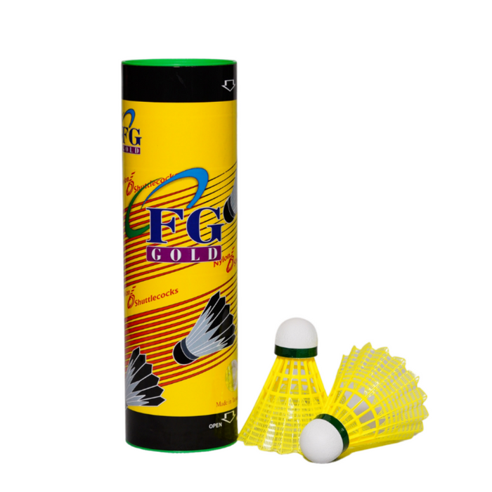 FG GOLD PLASTIC BADMINTON NYLON SHUTTLE PLASTIC (PACK-6 GOLDEN)