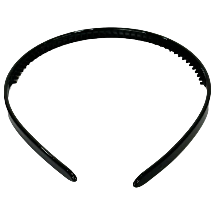 Ficcare Evelyn Acetate Headband in Black, a slim 1/2-inch Italian acetate headband with a polished finish.