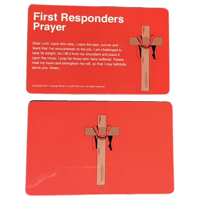 first responders prayer card thin red line firefighter robed cross ptsd prevention