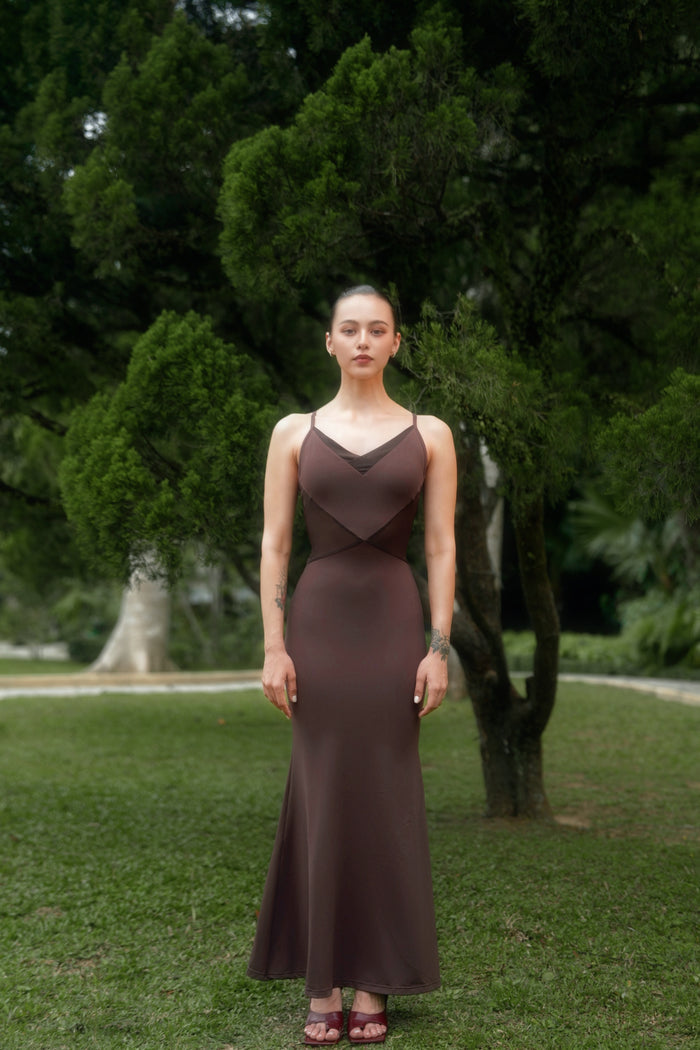 Flora A-Line Dress | Mist Earth Brown