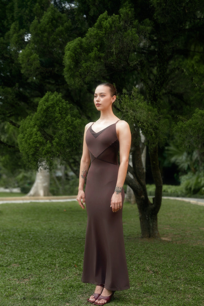 Flora A-Line Dress | Mist Earth Brown