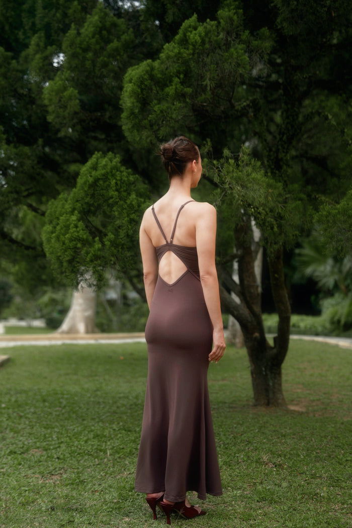 Flora A-Line Dress | Mist Earth Brown
