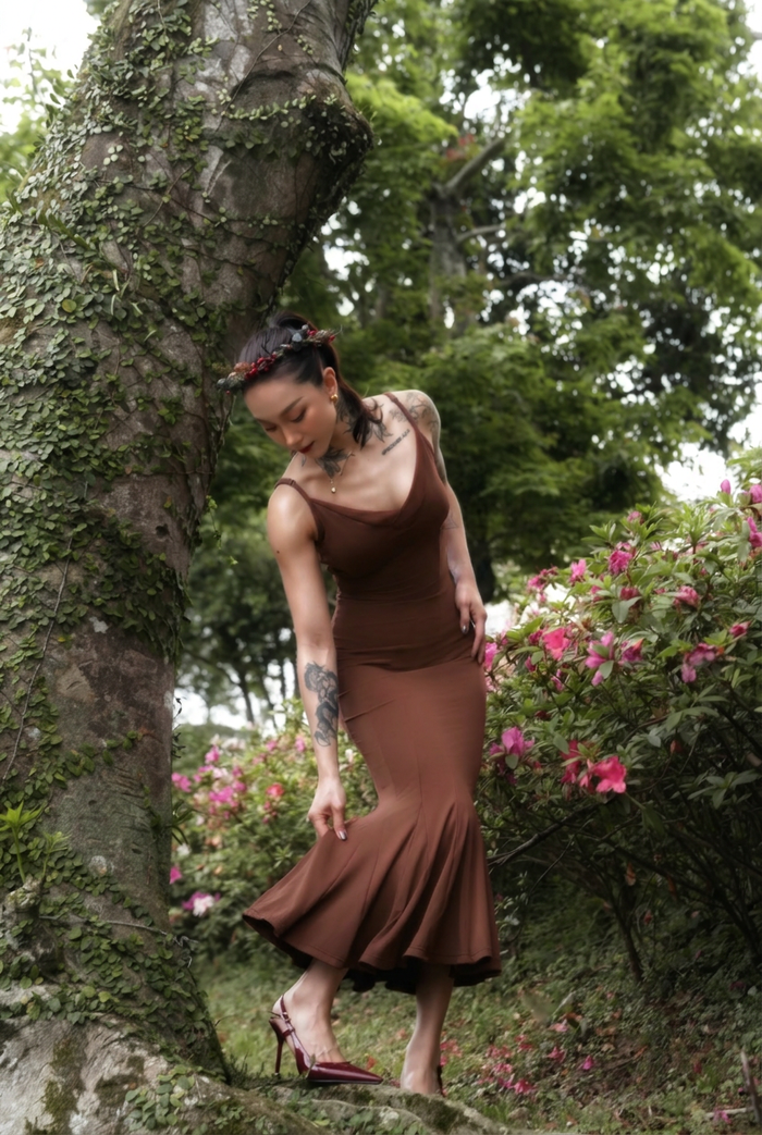Flora Mermaid Dress | Rustic brown