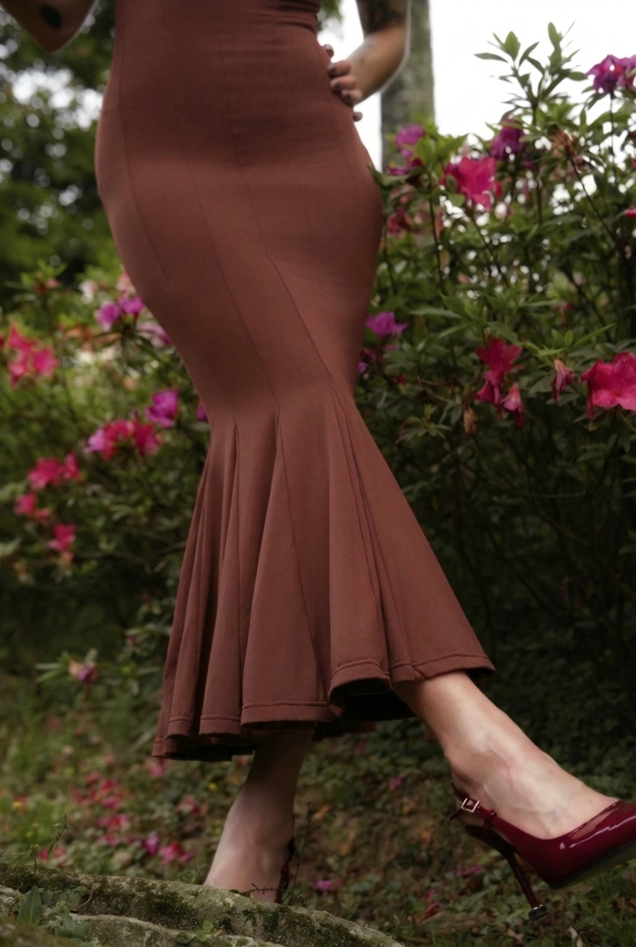 Flora Mermaid Dress | Rustic brown