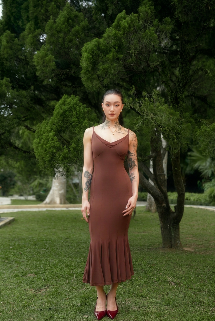 Flora Mermaid Dress | Rustic brown