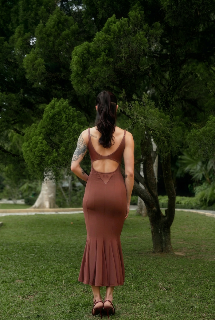 Flora Mermaid Dress | Rustic brown
