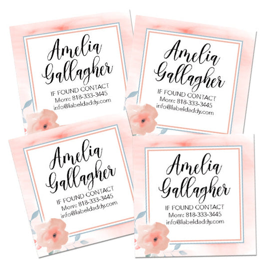Floral Square Contact Labels