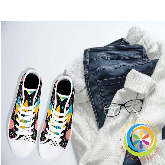 Funky Abstract Pop Ladies High Top Canvas Shoes