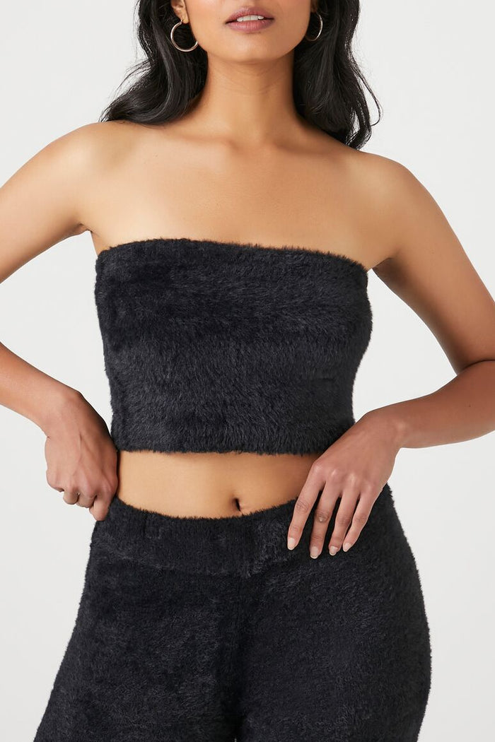 Fuzzy Sweater-Knit Tube Top