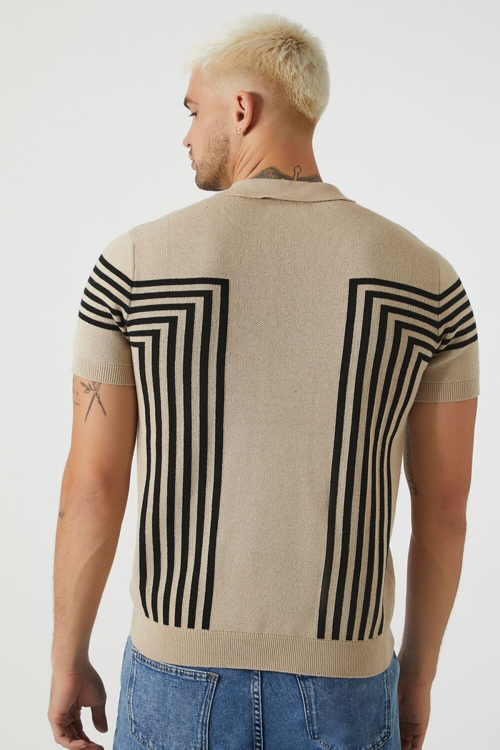 Geo Sweater-Knit Polo Shirt