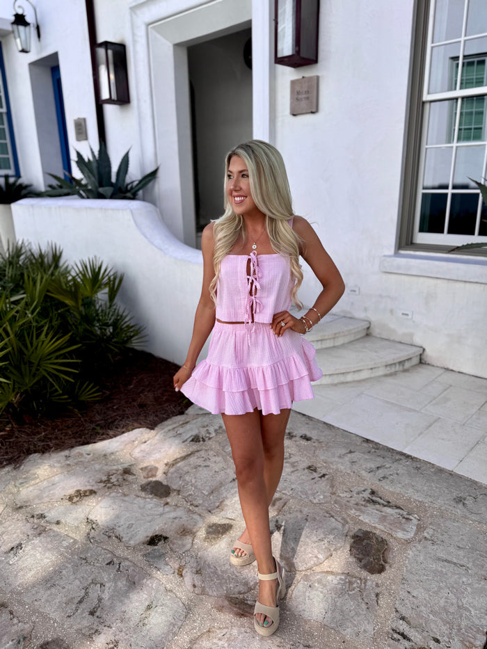 GINGHAM PINK PLAID SET