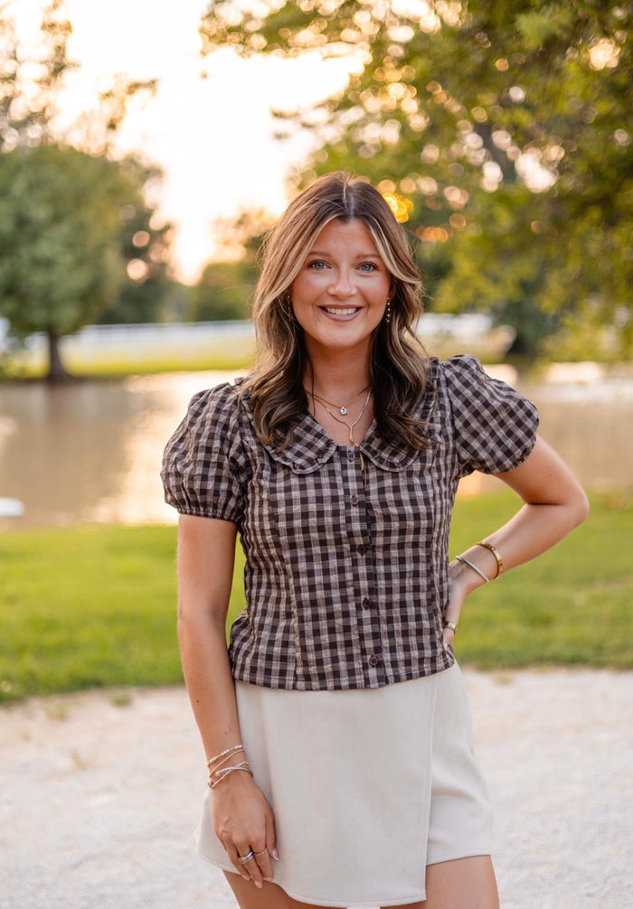 GINGHAM RUFFLE TOP